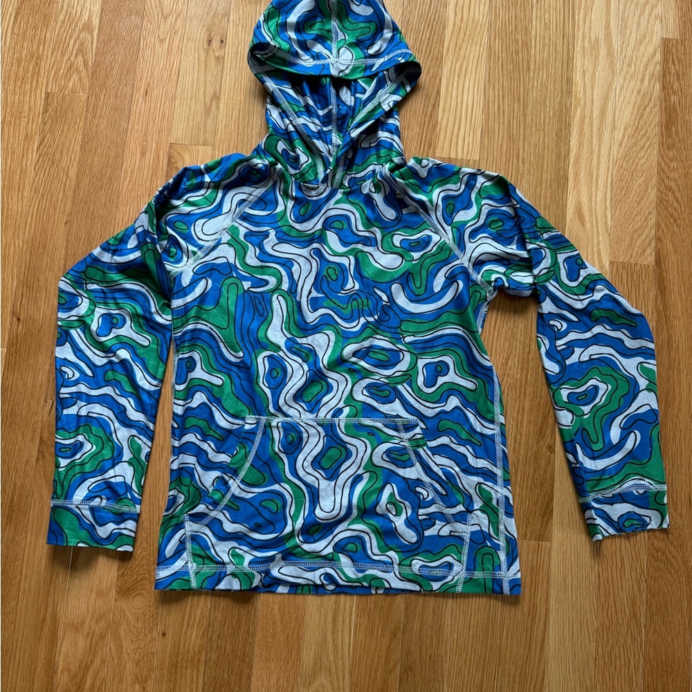 Blue and Green Patterned Hoodie